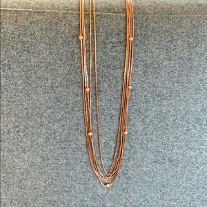 Michael Kors Rose Gold long necklace pave gems